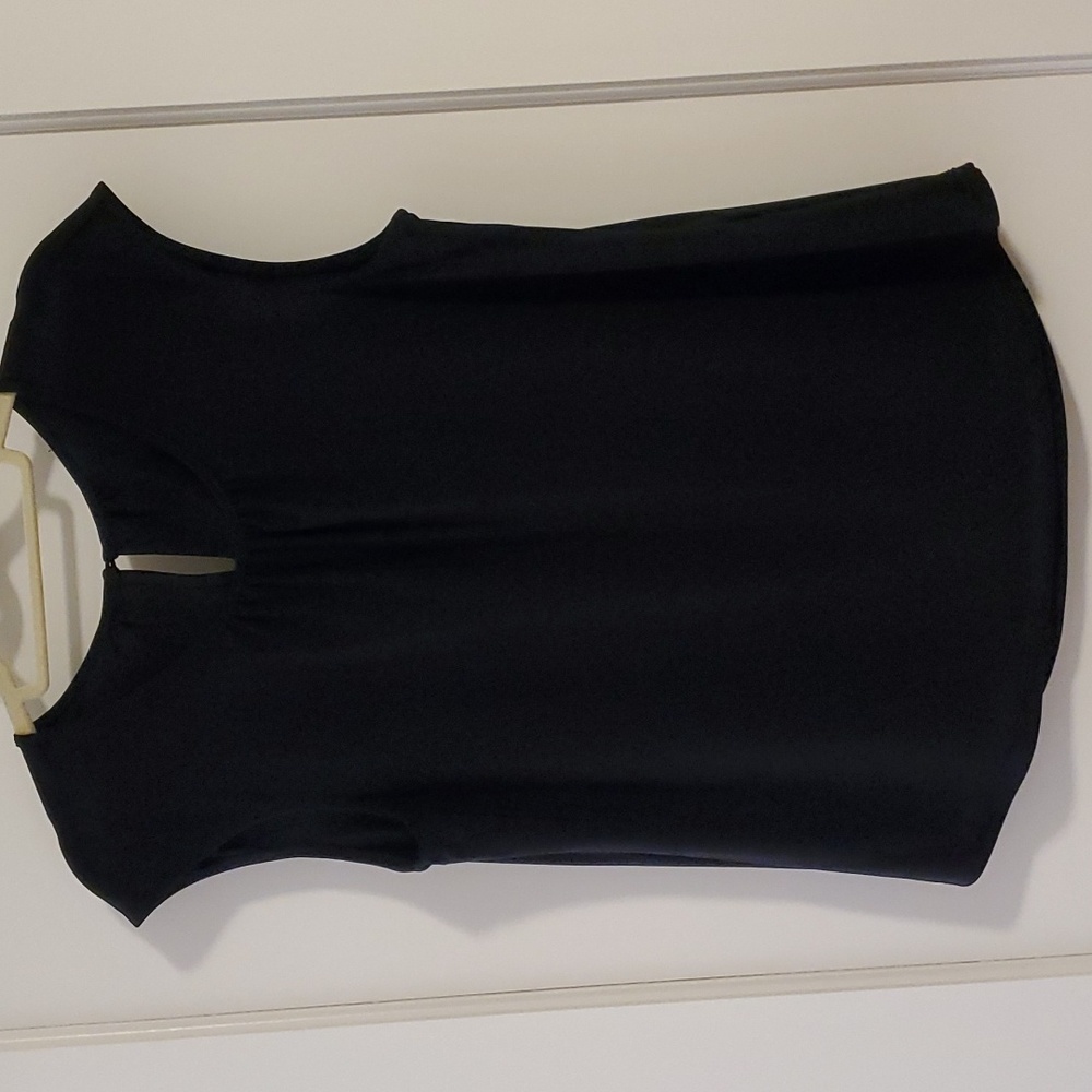 DKNY Black Pleated Neck Shell Top